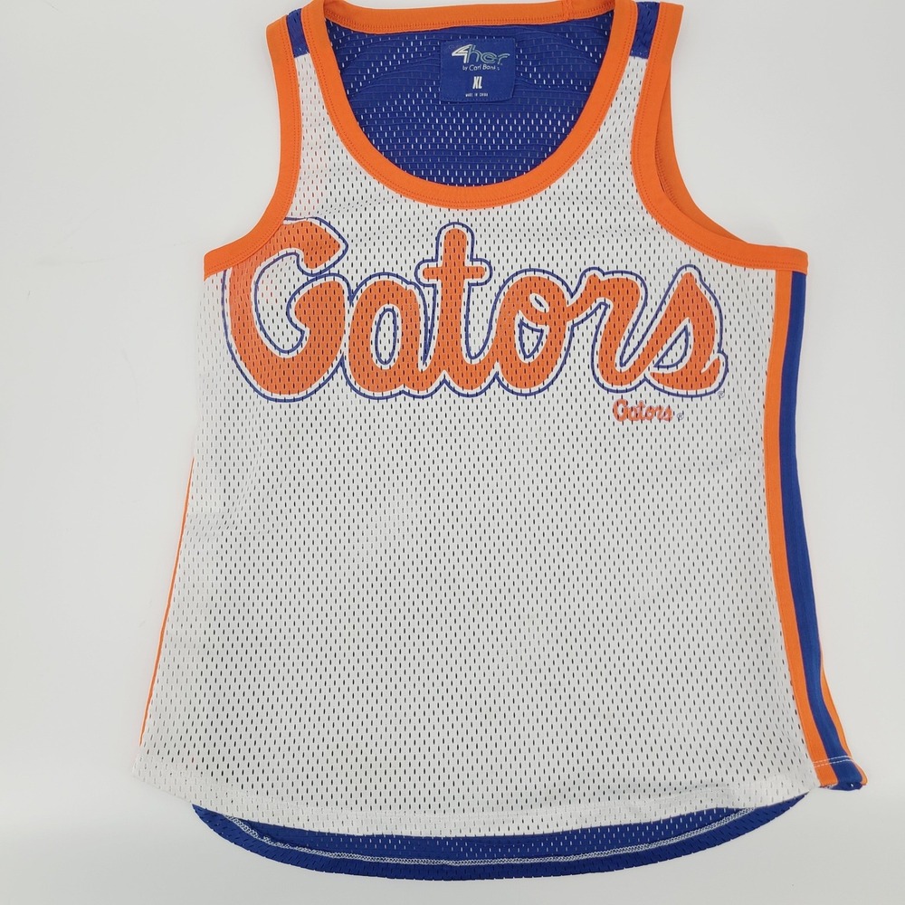 4Her by Carl Banks Florida Gators White Mesh Tank Top Jersey XL EUC